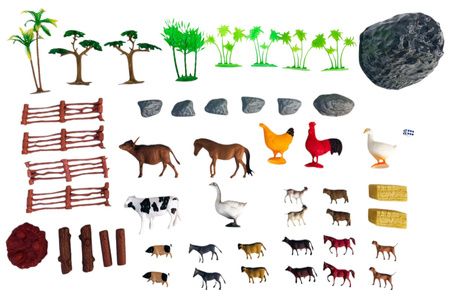 Farma figurki zwierzęta wieś duży zestaw w pojemniku gospodarskie zagroda mata GRA PLANSZOWA