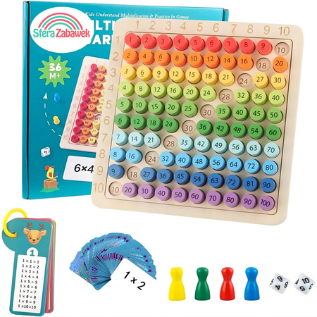 Sferazabawek Wooden Montessori Multiplication Board | Educational & Interactive Learning Game for Kids