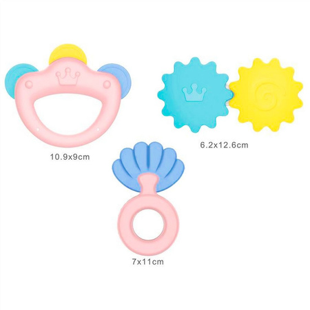 Zestaw grzechotek  gryzaków grzechotka gryzak kolorowa sensoryczna zestaw