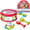 Zestaw Muzyczny Dla Dzieci Bębenek Instrumenty Tamburyn, Marakasy, Kastaniety