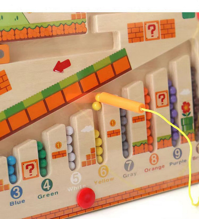 Drewniany labirynt mario długopisem magnetyczny gra montessori zabawka sortowania
