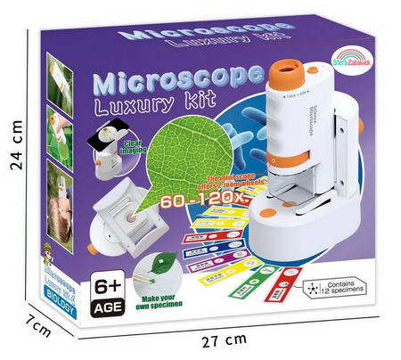MIKROSKOP DLA DZIECI Zestaw Naukowy LED 120x PREPARATY Edukacyjny PREZENT 6+