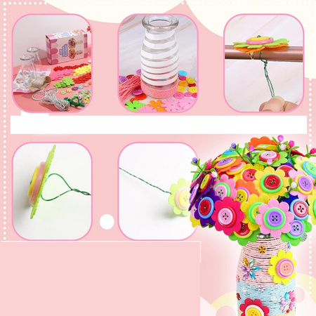 DIY Button Bouquet Craft Kit for Kids 2x Vases Make Your Own Flowers Educational Toy 3+