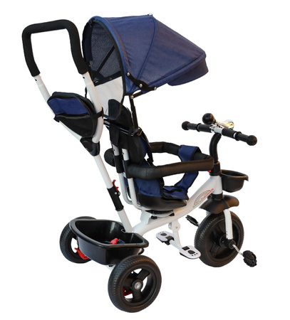 Rowerek trójkołowy wolne koło pasy obracany 360 wózek obracane siedzisko