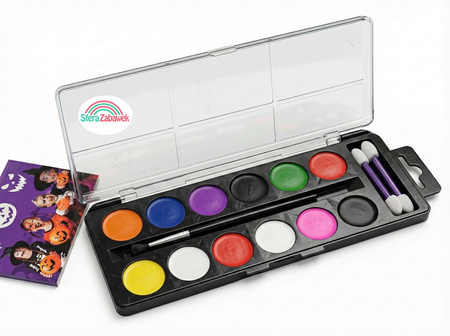 Magiczny Zestaw do Malowania Twarzy 12 Kolorów – Bezpieczna Zabawa na Halloween i Karnawał!