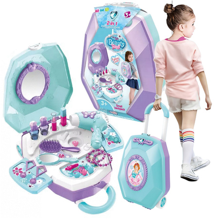 GIRLS VANITY TABLE Suitcase Backpack 2in1 Beauty Set Cosmetics Case Toy sferazabawek