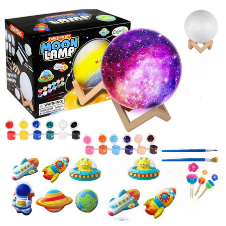Zestaw Kreatywny 2w1 LAMPKA KSIĘŻYC do Malowania + Odlewy Gipsowe KOSMOS DIY