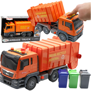 Auto smieciarka DUŻA samochod zabawka Ciężarówka Kosze na śmieci Dźwięki Światła