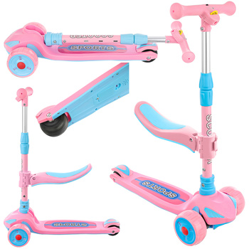 Hulajnoga dla dzieci trójkołowa składana balansowa świecąca LED trzykołowa