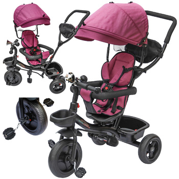 Rowerek trójkołowy wolne koło pasy obracany 360 wózek obracane siedzisko